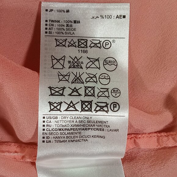 Banana Republic 100% Silk Top Blouse Women's XL Pink Semi Sheer Long Sleeve - Picture 10 of 10